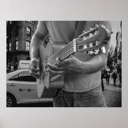 Street Musician Vintage Urban Poster (Voorkant)