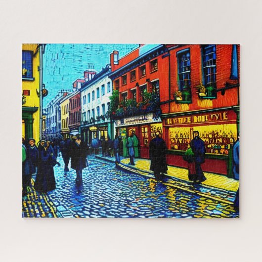 Street of Dublin (Ireland) Van Gogh Style  Legpuzzel (Horizontaal)