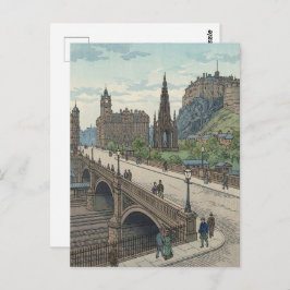 Street of Edinburgh Old Town Japanese Woodblock Pr Briefkaart
