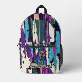 Street Raccoon verkennen door een vuilnisbak | ple Bedrukte Rugzak