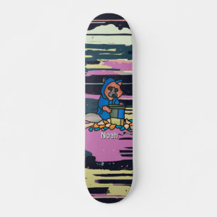 Street Raccoon verkennen door een vuilnisbak ple Persoonlijk Skateboard