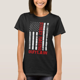 Street Racing Outlaw Vlag Amerikaans Drag Racing T-shirt
