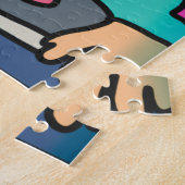 Street Retro Cat met hoofdtelefoon | grappig Legpuzzel (Zijkant)