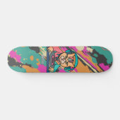Street Retro Cat met hoofdtelefoon | grappig Persoonlijk Skateboard (Horizontaal)
