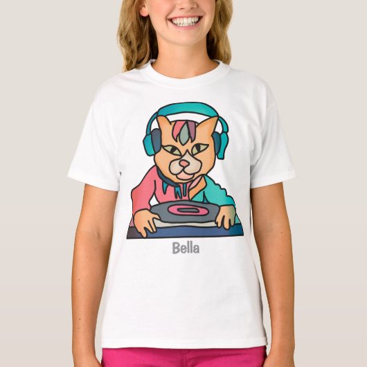 Street Retro Cat met hoofdtelefoon | grappig T-shirt (Voorkant)
