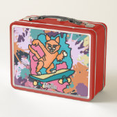 Street Retro Cat op Skateboard | grappig (Achterkant)