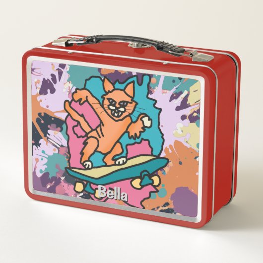 Street Retro Cat op Skateboard | grappig (Achterkant)