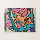 Street Retro Cat op Skateboard | grappig Legpuzzel (Horizontaal)