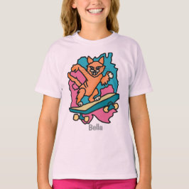 Street Retro Cat op Skateboard | grappig T-shirt