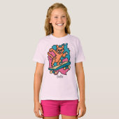 Street Retro Cat op Skateboard | grappig T-shirt (Voorkant volledig)