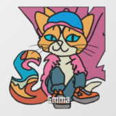 Street Retro Cat, Pet en Sneakers| grappig Raamsticker (Vel)