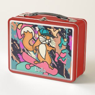 Street Retro Eekhoorn op Skateboard   grappig