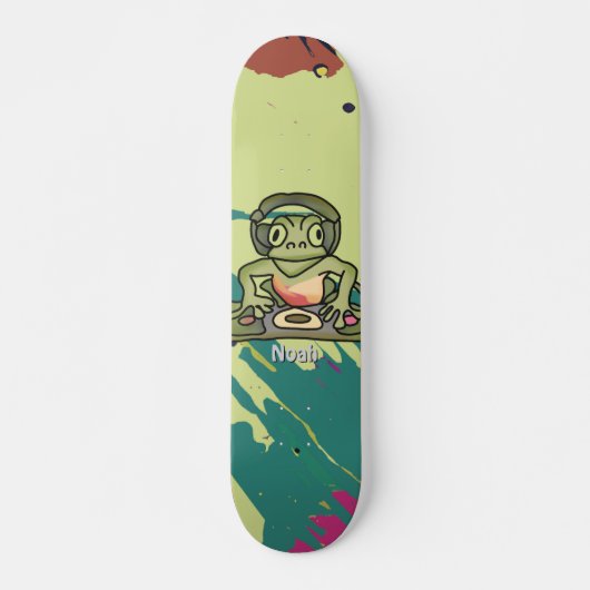 Street Retro Frog met hoofdtelefoon | grappig Persoonlijk Skateboard (Voorkant)