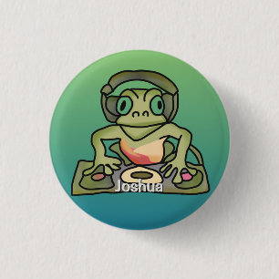 Street Retro Frog met hoofdtelefoon grappig Ronde Button 3,2 Cm