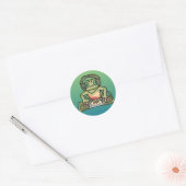 Street Retro Frog met hoofdtelefoon | grappig Ronde Sticker (Envelop)