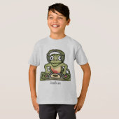 Street Retro Frog met hoofdtelefoon | grappig T-shirt (Voorkant volledig)