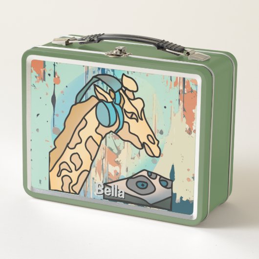 Street Retro Giraffe met hoofdtelefoon (Voorkant)