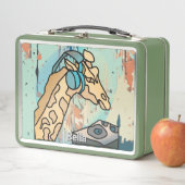 Street Retro Giraffe met hoofdtelefoon (In situ)