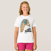Street Retro Giraffe met hoofdtelefoon | grappig T-shirt (Voorkant volledig)