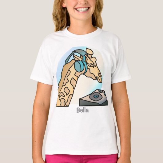 Street Retro Giraffe met hoofdtelefoon | grappig T-shirt (Voorkant)