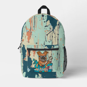 Street Retro hond met gitaar grappig Bedrukte Rugzak