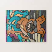 Street Retro hond met gitaar | grappig Legpuzzel (Horizontaal)