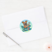 Street Retro hond met gitaar | grappig Ronde Sticker (Envelop)