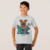 Street Retro hond met gitaar | grappig T-shirt (Voorkant volledig)