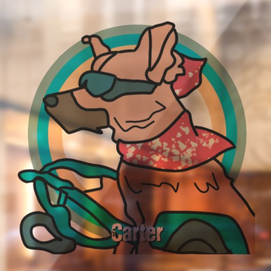 Street Retro Hond met Zonnebril | grappig Raamsticker (Vel 2)