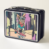 Street Retro Hond met Zonnebril op Skateboard (Achterkant)