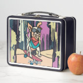 Street Retro Hond met Zonnebril op Skateboard (In situ)