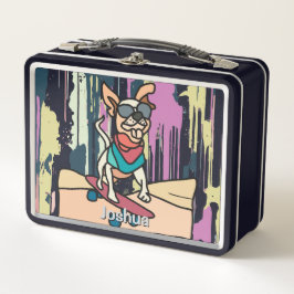 Street Retro Hond met Zonnebril op Skateboard