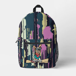 Street Retro Hond met Zonnebril op Skateboard Bedrukte Rugzak