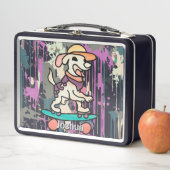 Street Retro hond op skateboard | grappig (In situ)