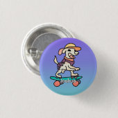Street Retro hond op skateboard | grappig Ronde Button 3,2 Cm (Voorkant /achterkant)