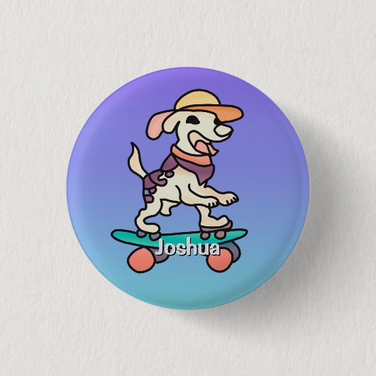 Street Retro hond op skateboard | grappig Ronde Button 3,2 Cm (Voorkant)