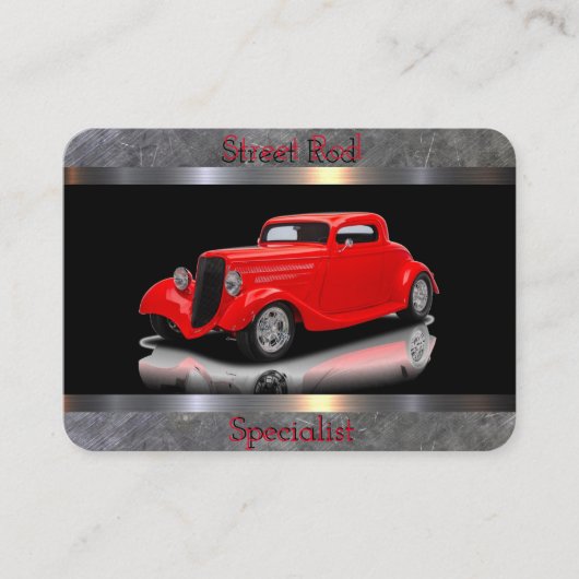 Street Rod Specialist Black, Red, Chrome Visitekaartje (Voorkant)