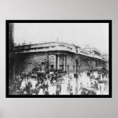 Street Scene bij de Bank of England in Londen 1914 Poster (Voorkant)