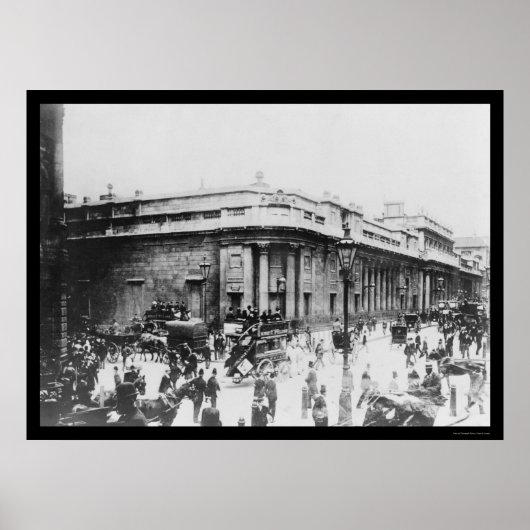 Street Scene bij de Bank of England in Londen 1914 Poster (Voorkant)