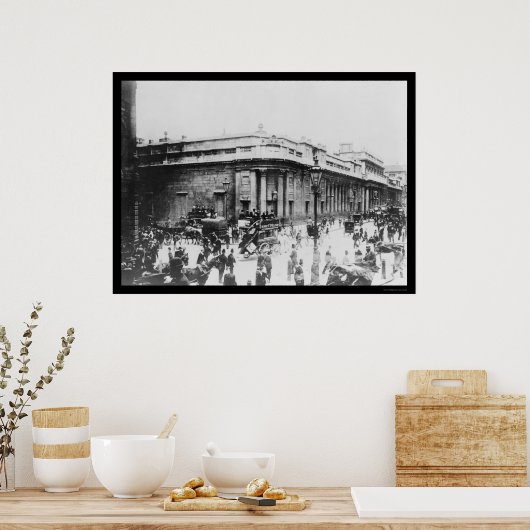 Street Scene bij de Bank of England in Londen 1914 Poster (Keuken)
