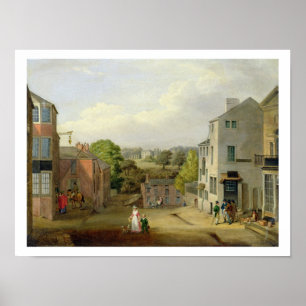 Street Scene in Chorley, Lancashire, met een Uitzi Poster