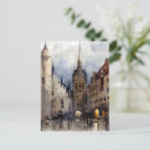 Street Scene in München, Ross Turner Briefkaart (Staand voorkant)