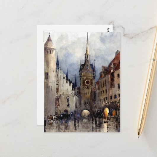 Street Scene in München, Ross Turner Briefkaart (Voorkant / Achterkant in situ)
