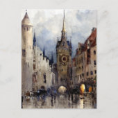Street Scene in München, Ross Turner Briefkaart (Voorkant)