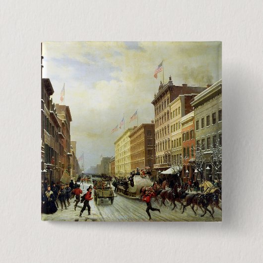 Street Scene in New York Vierkante Button 5,1 Cm (Voorkant)