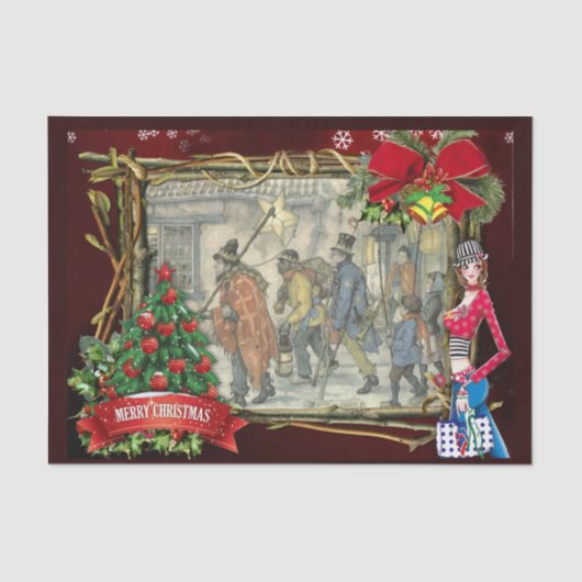 Street scene in Old Amsterdam Tissuepapier (Voorkant)