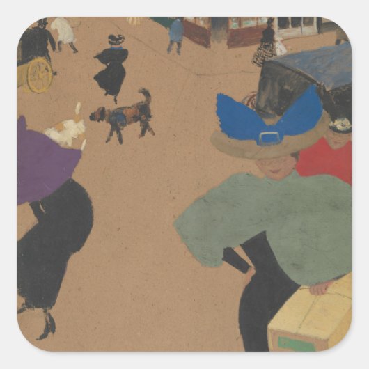 Street Scene in Parijs Vierkante Sticker (Voorkant)