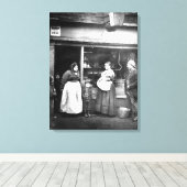 Street scene in Victoriaans Londen Canvas Afdruk (Insitu (Houten vloer))