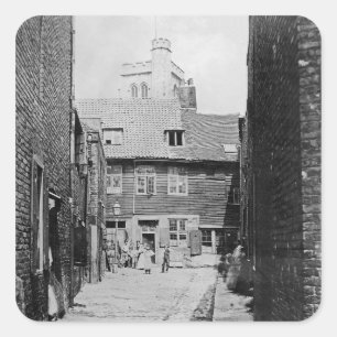 Street scene in Victoriaans Londen Vierkante Sticker