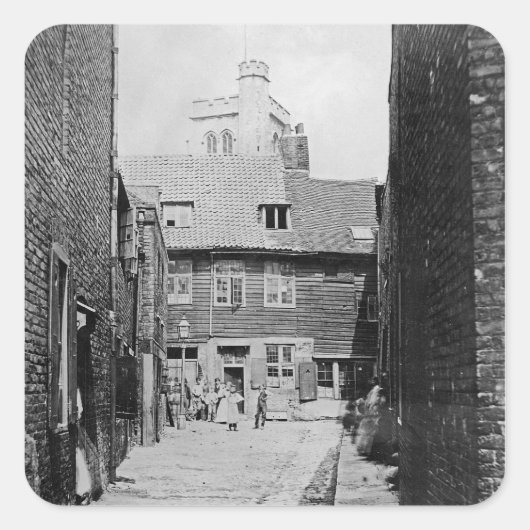 Street scene in Victoriaans Londen Vierkante Sticker (Voorkant)